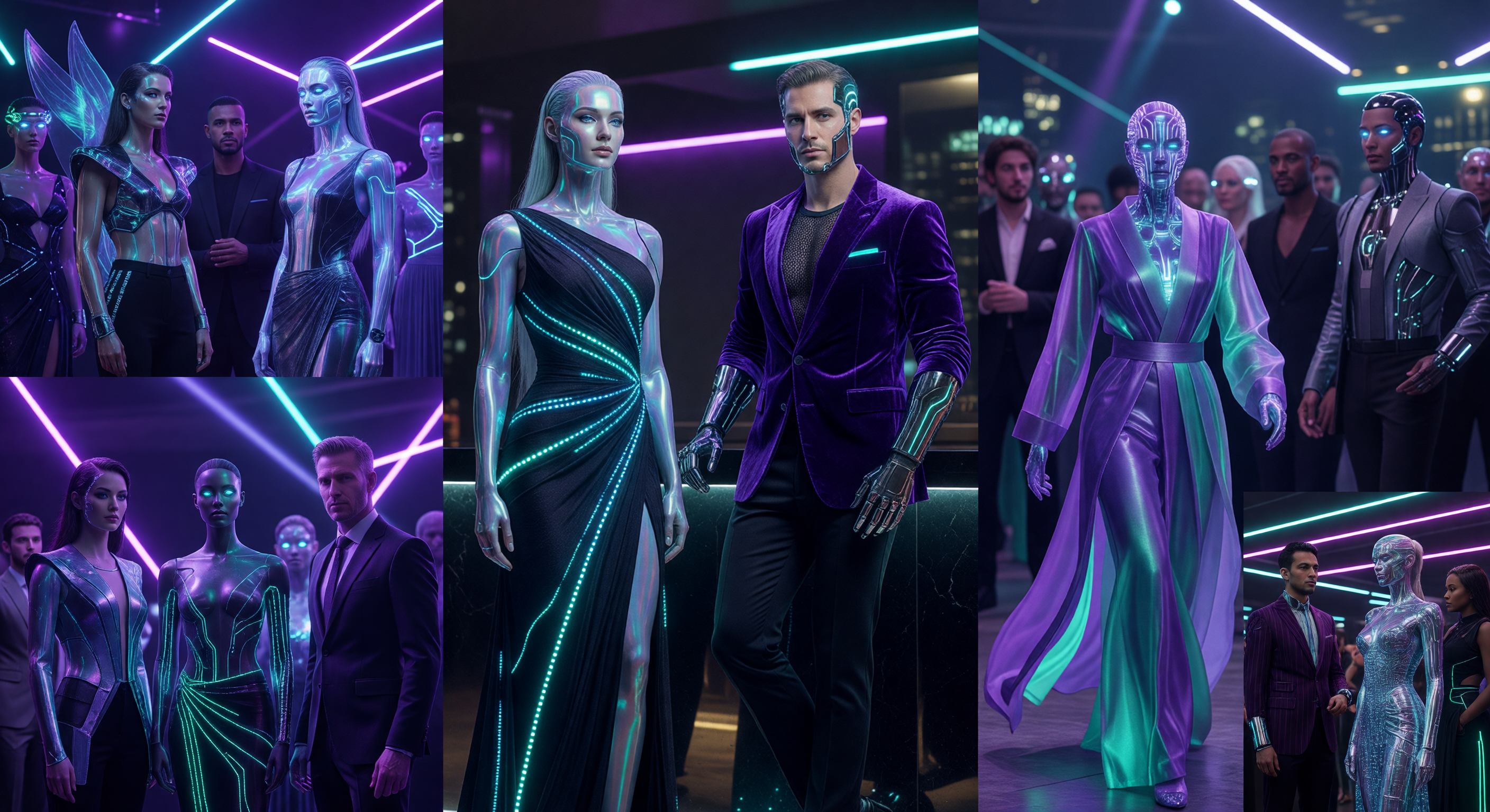 Stylized collage of adult AI fantasy characters