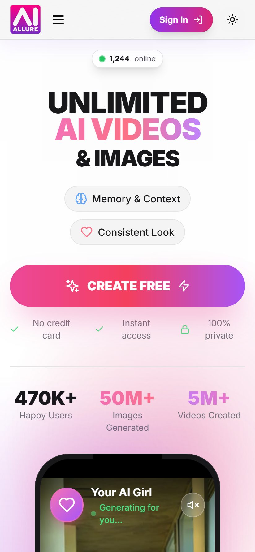 AI Allure on mobile