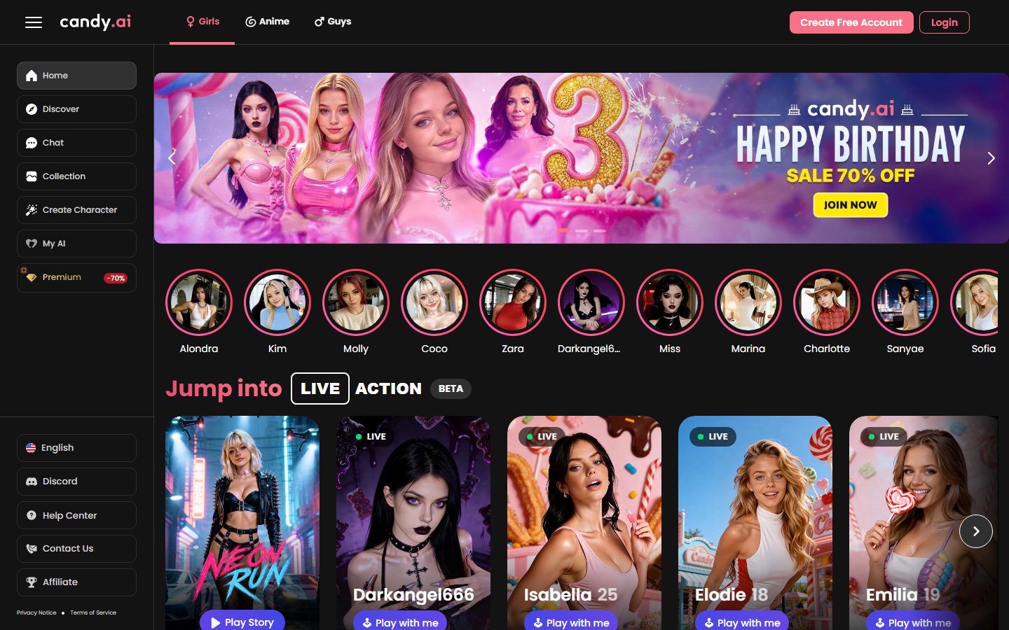 Candy AI home page