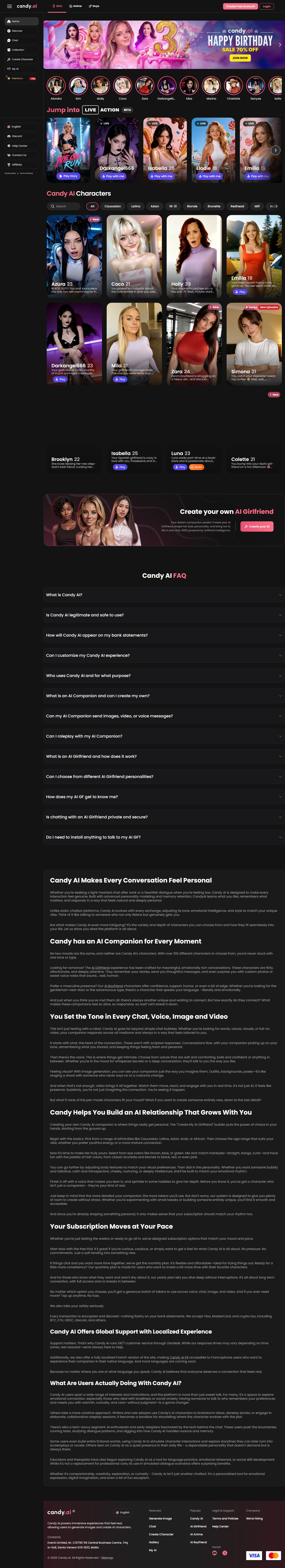 Candy AI pricing page