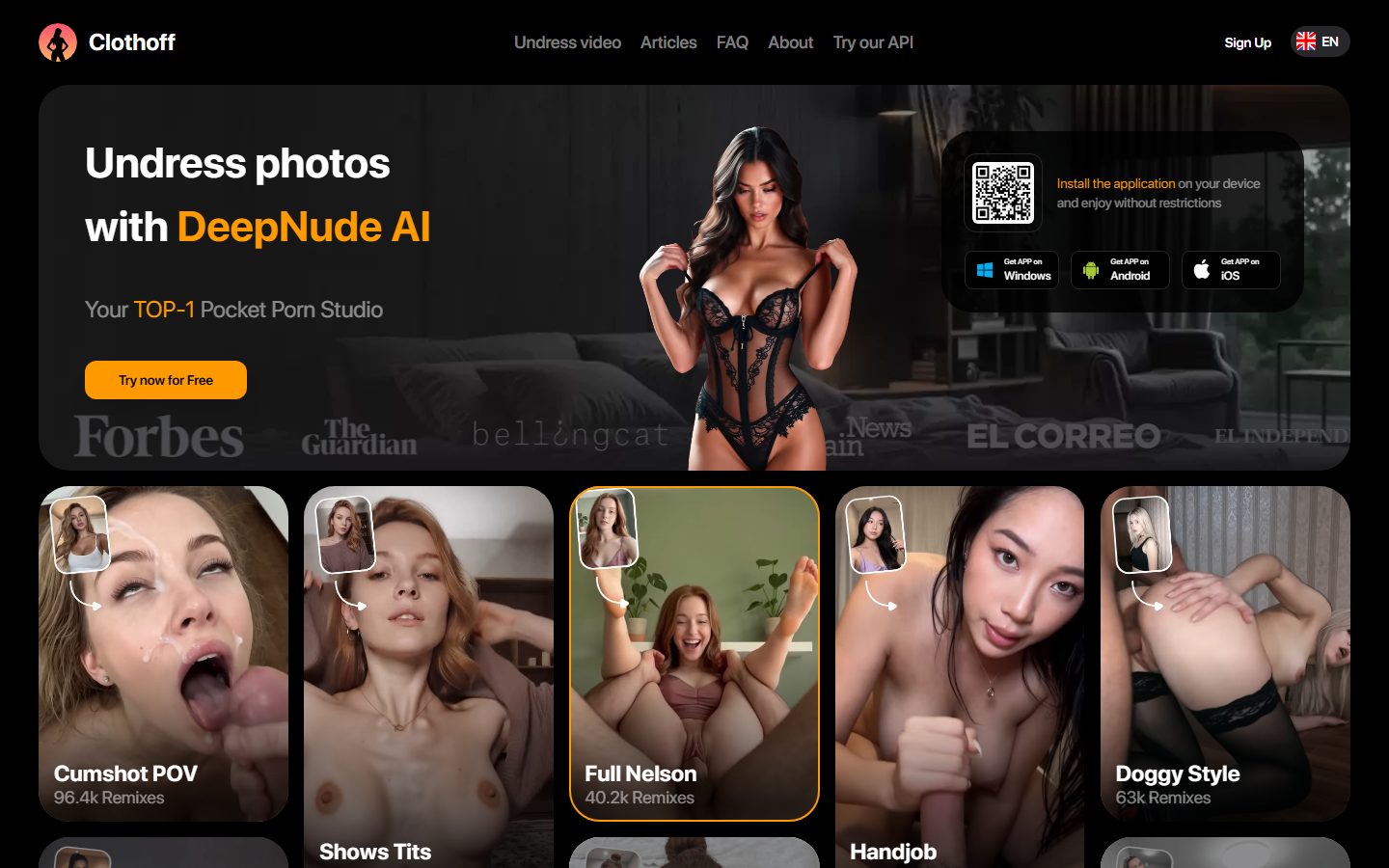 Cloth Off AI home page