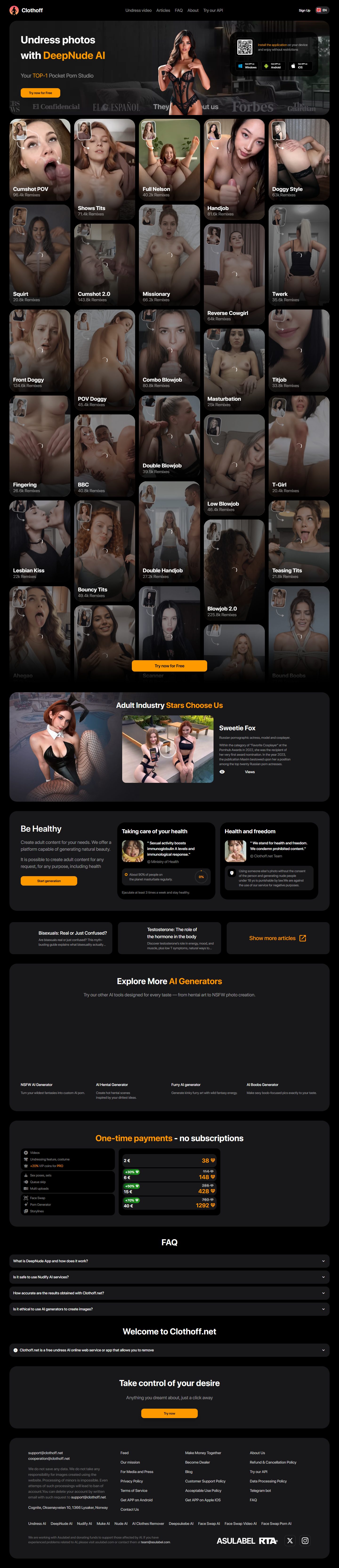 Cloth Off AI pricing page