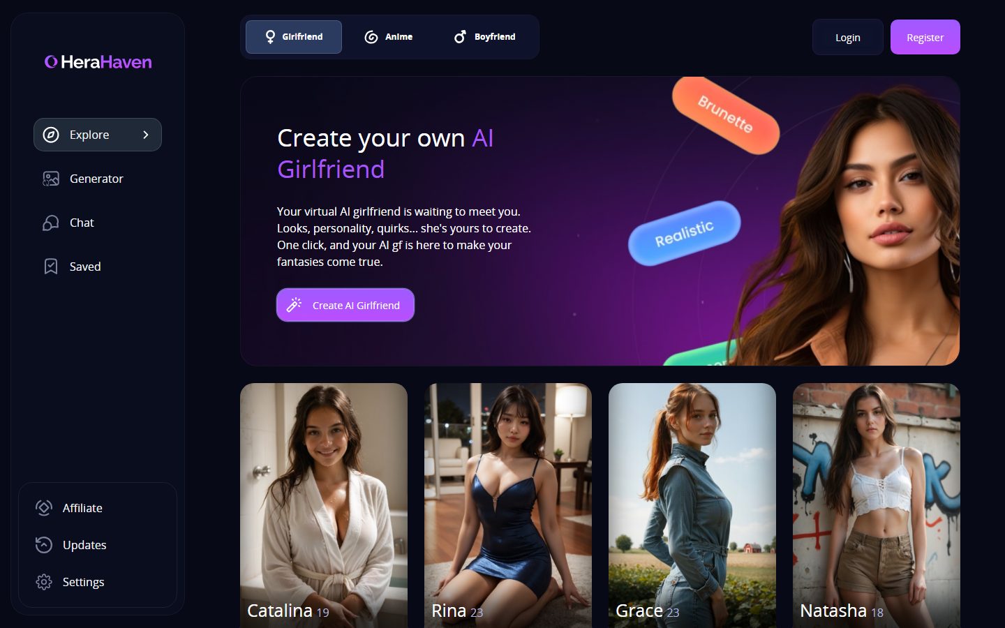 Hera Haven AI home page