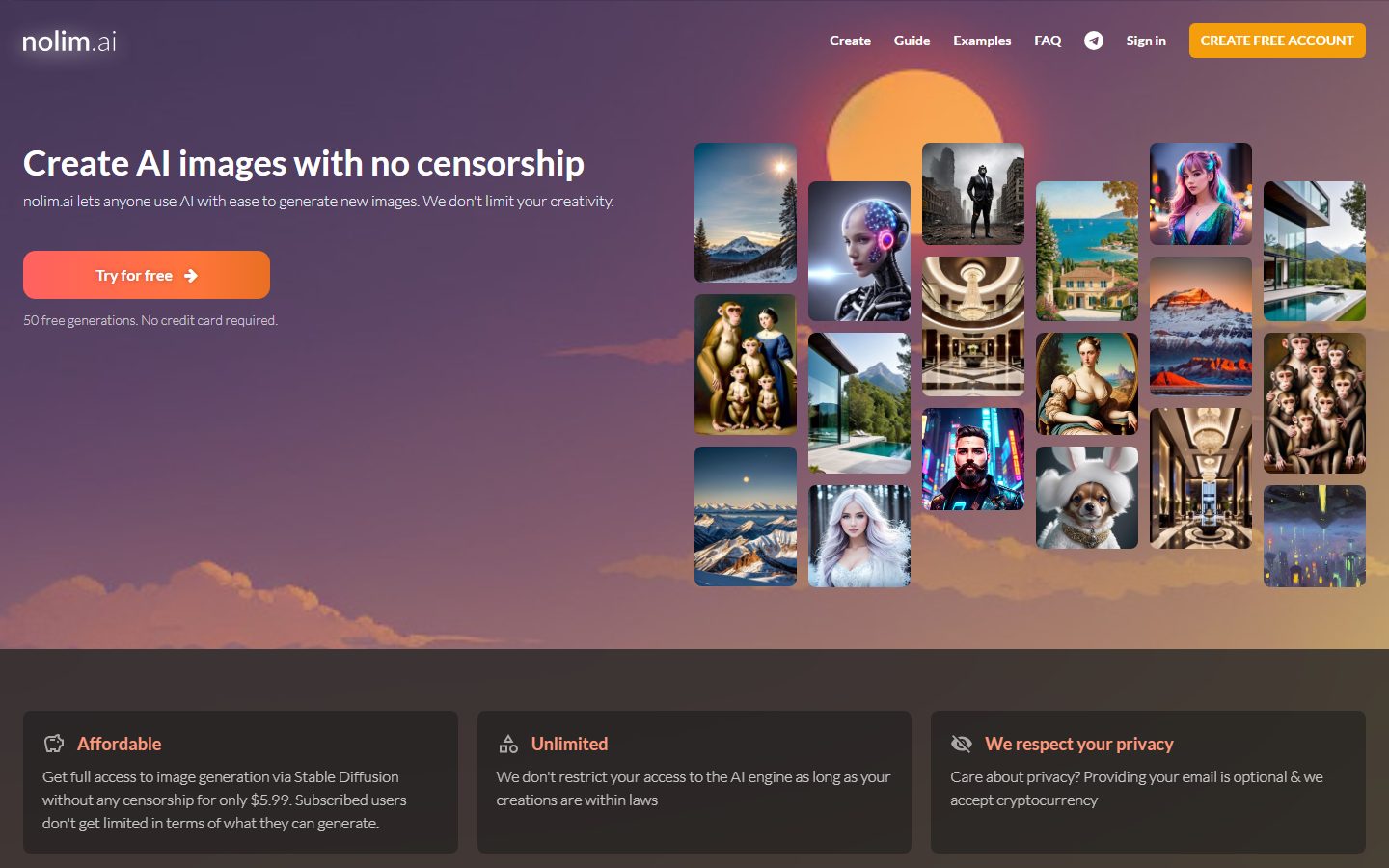Nolim AI home page