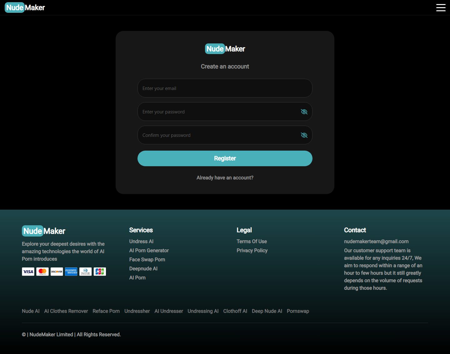 Nudemaker App pricing page