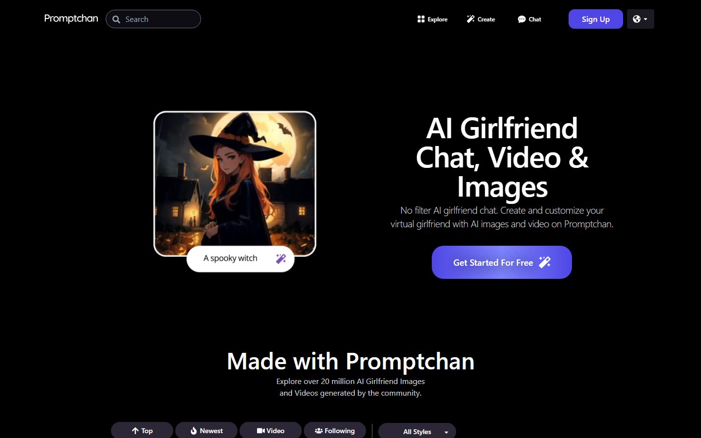 PromptChan home page