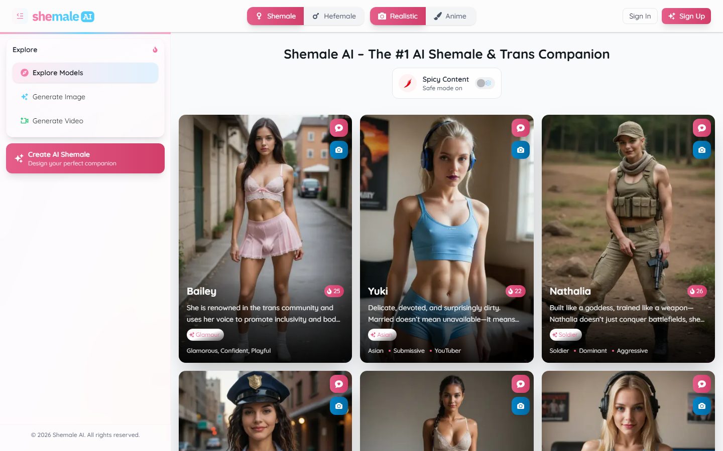 Transgender AI pricing page